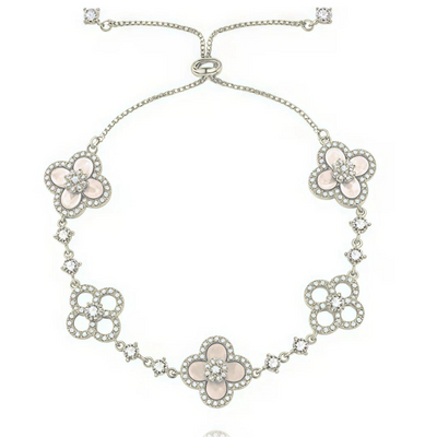 Zilver of Rosé Kristal Klaver Armband Dames
