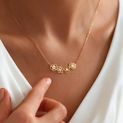 Fijn Gepersonaliseerde Geliefde Bloemen Collier
