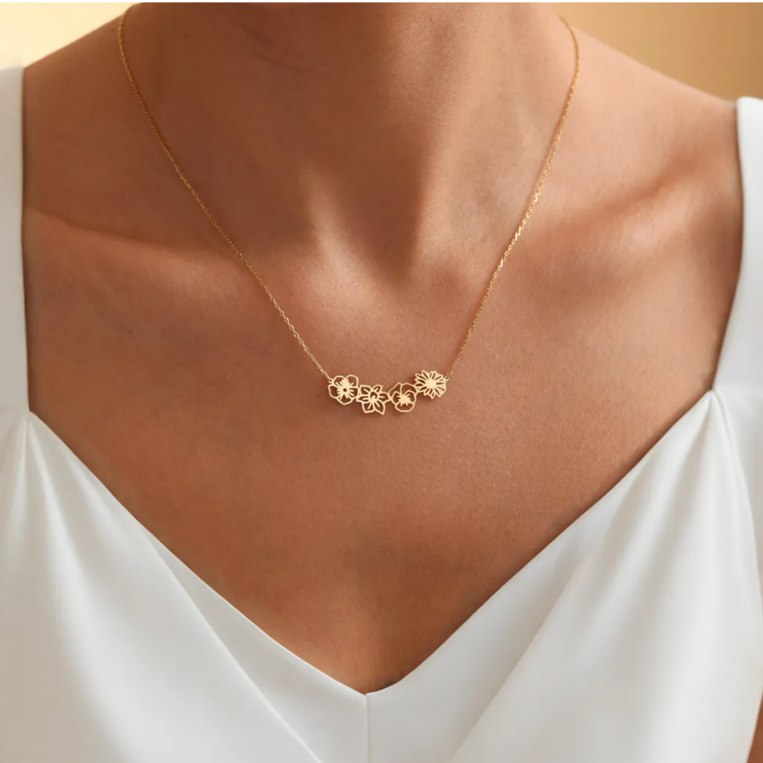 Fijn Gepersonaliseerde Geliefde Bloemen Collier