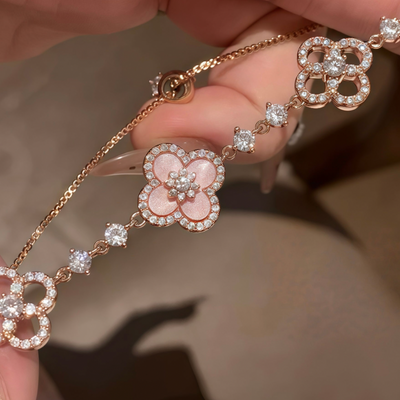 Zilver of Rosé Kristal Klaver Armband Dames