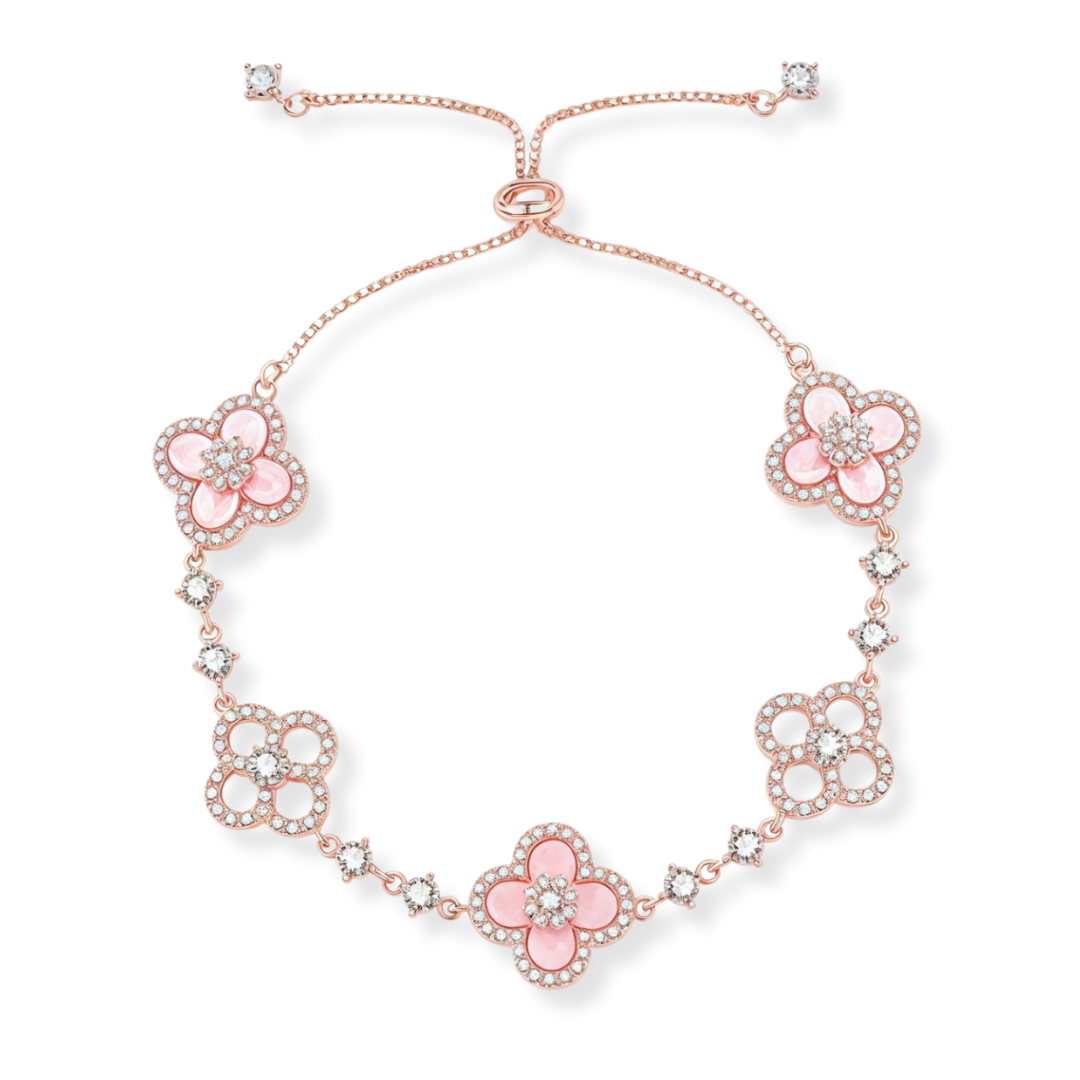 Zilver of Rosé Kristal Klaver Armband Dames